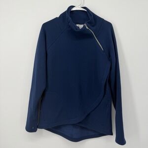 Athleta‎ Kozy Karma Jacket Asymmetrical Enchanted Blue Sweater Womens Size Small